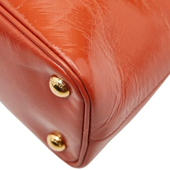 Prada Triangle Logo Plate Shoulder Bag 2-Way Orange Leather - Picture 4 of 10